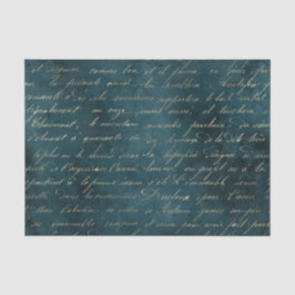 Papel De Seda Caligrafia Vintage Azul Turquesa Grunge