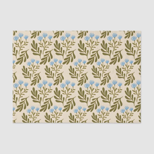 Papel De Seda  Calm and Natural: Blue Flower Seamless Pattern (Frente )
