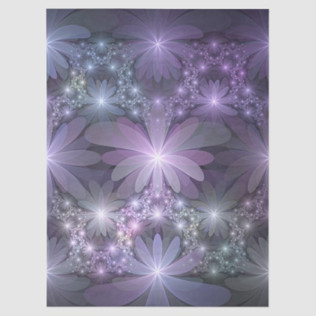 Papel De Seda Cama de Flores Arte Fractal Abstrato Moderno e Bri (Frente )