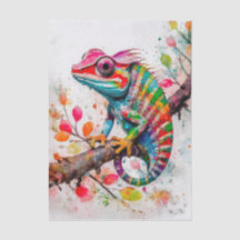 Camaleão Arco-Íris Vibrante – Arte de Selva em Aqu