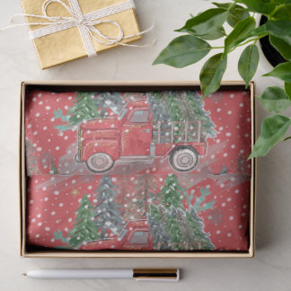 Papel De Seda Caminhão de Natal Envolto em Vermelho