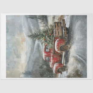 Papel De Seda Caminhão de Natal Vermelho