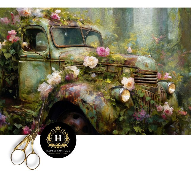 Papel De Seda Caminhão de Videira Rosa Rústica Decoupage (Criador carregado)