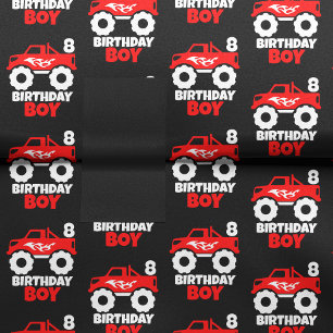 Papel De Seda Caminhão do Monstro Vermelho Birthday Boy com Pret