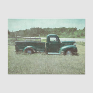 Papel De Seda Caminhão verde vintage retrô rústico do campo