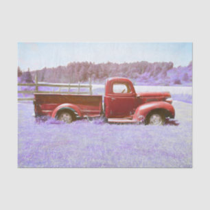 Papel De Seda Caminhão Vermelho Roxo Colorido Rústico Retro Vint