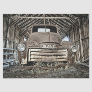 Papel De Seda Caminhão Vintage GMC Em Rustic Barn 1949-55