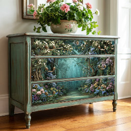 Papel De Seda Caminho Decoupage da Floresta Encantada de Esmeral