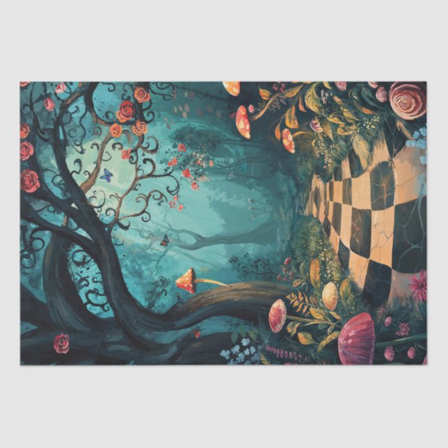 Papel De Seda Caminho Wonderland da Watercolor Whimsical (Frente )