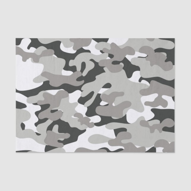 Papel De Seda Camo Preto e Cinza (Frente )