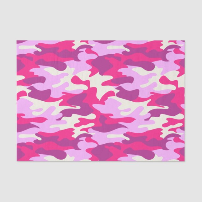 Papel De Seda Camo Rosa Bonito Trendy Camouflage Padrão Girly (Frente )