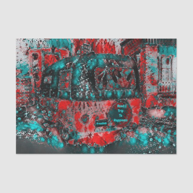 Papel De Seda Camper Retro Hippie Road Trip To Felicidade (Frente )