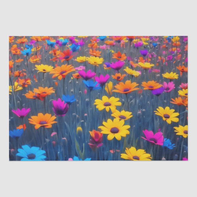 Papel De Seda Campo Colorido De Flores (Frente )