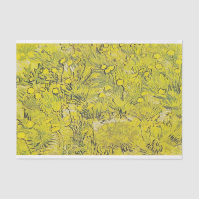 Papel De Seda Campo das flores amarelas por Vincent Van Gogh (Frente )