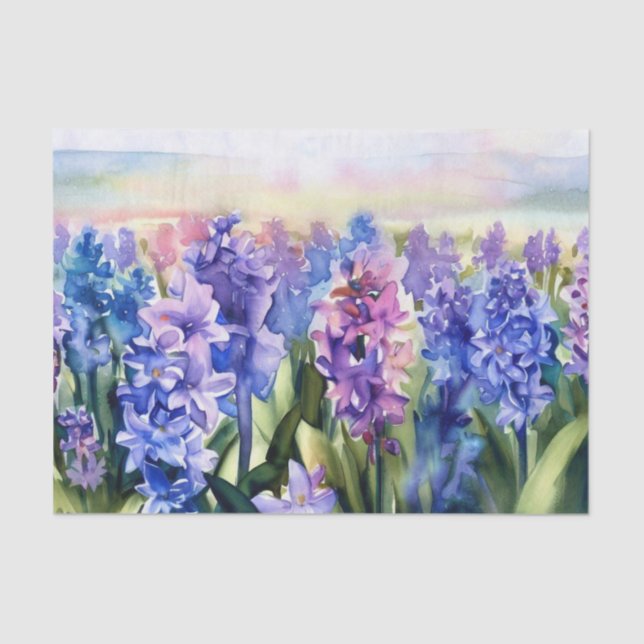 Papel De Seda Campo das Flores-Hyacinth (A) Aquarela (Frente )