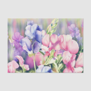Papel De Seda Campo de Aquarela de Flores-Ervilha Doce (A)