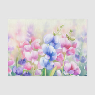 Papel De Seda Campo de Aquarela-Flores-Ervilha-Doce (C)