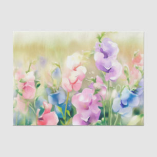 Papel De Seda Campo de Aquarela-Flores-Ervilha-Doce (D)