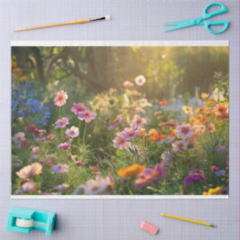 Papel De Seda Campo de dissociação das flores da primavera