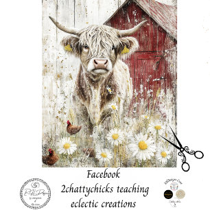 Papel De Seda Campo de Flor de Vaca do Red Barn Highland