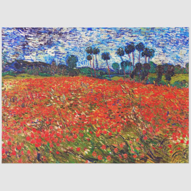 Papel De Seda Campo de Flor Vermelho, Van Gogh (Frente )