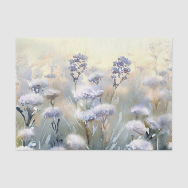 Papel De Seda Campo de Flores-Dusty Miller (B) Aquarela (Frente )