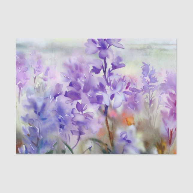 Papel De Seda Campo de Flores-Lilac (A) Aquarela (Frente )