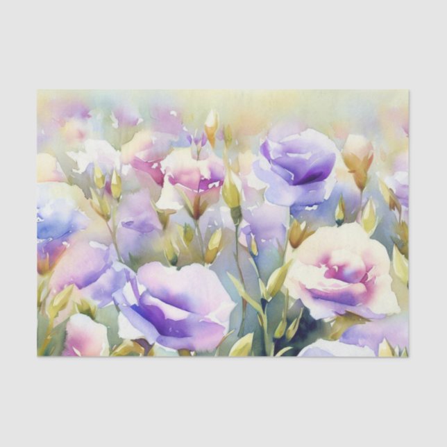 Papel De Seda Campo de Flores-Lisianthus (D) Aquarela (Frente )