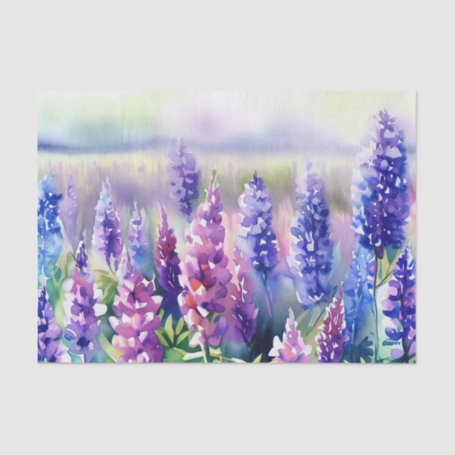 Papel De Seda Campo de Flores-Lupina (D) Aquarela (Frente )