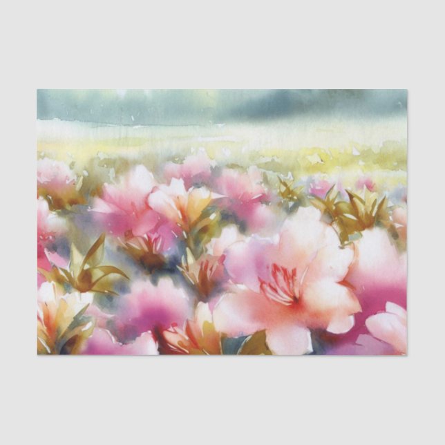 Papel De Seda Campo de Flores-Rhododendron (C) Aquarela (Frente )