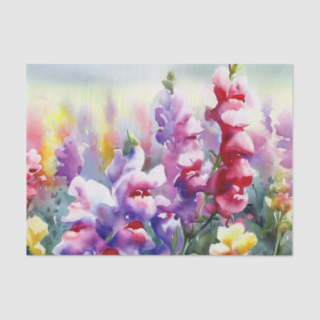 Papel De Seda Campo de Flores-Snapdragon (D) Aquarela (Frente )
