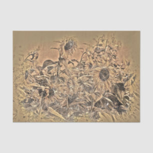 Papel De Seda Campo de Girassóis Vintage Decoupage Textura Antig