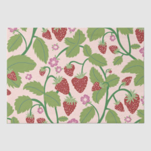 Papel De Seda Campo de morangos sobre fundo creme