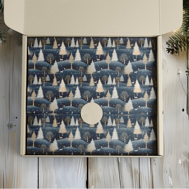 Papel De Seda Campos de Neve Azul e Creme (Criador carregado)