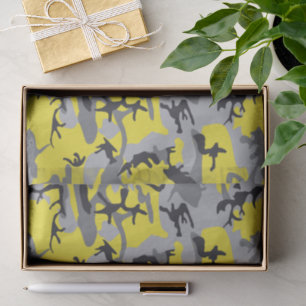 Papel De Seda Camuflagem Amarela e Cinza, Militar, Exército