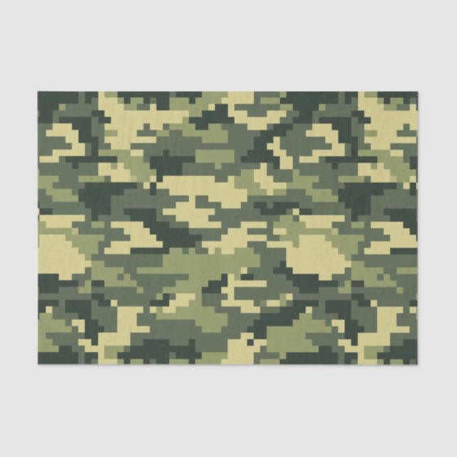 Papel De Seda Camuflagem Digital Woodland de 8 Bits / Camo (Frente )