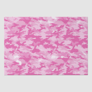 Papel De Seda Camuflagem Rosa e Branco de Aniversário