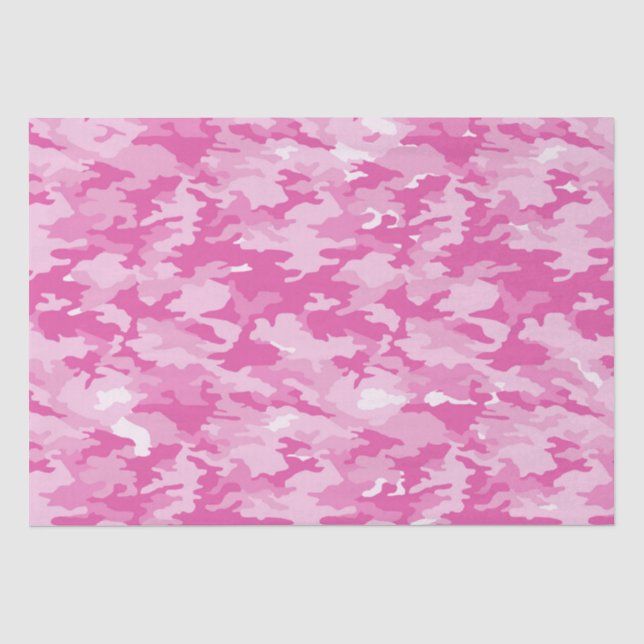 Papel De Seda Camuflagem Rosa e Branco de Aniversário (Frente )