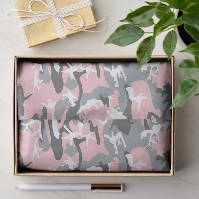 Papel De Seda Camuflagem rosa e Cinza, Militar, Exército (Presente)