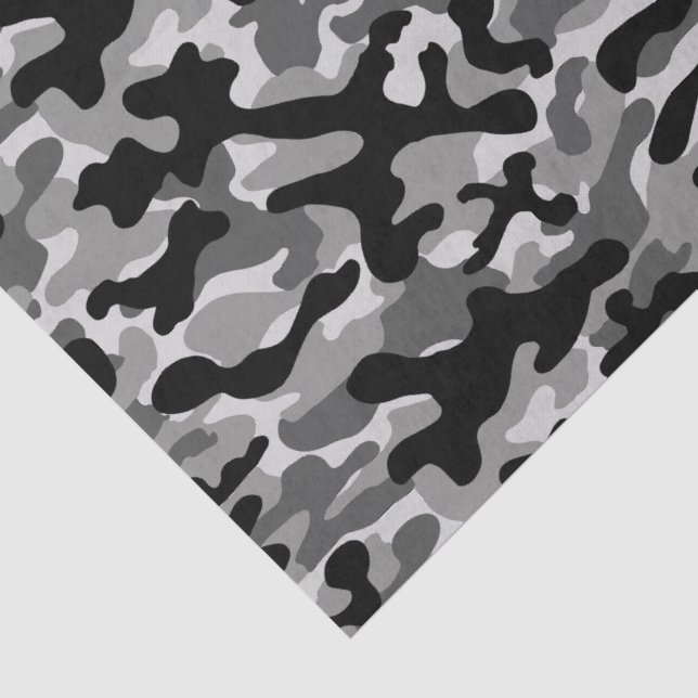 Papel De Seda Camuflagem Urbana Cinza Preto (Detalhes)