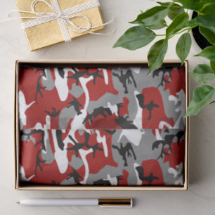 Papel De Seda Camuflagem Vermelha e Cinza, Militar, Exército
