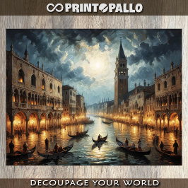 Papel De Seda Canal de Veneza Itália à lua