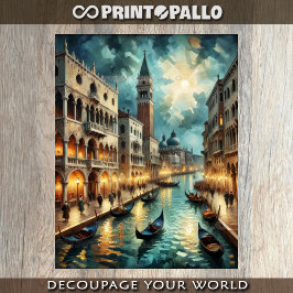 Papel De Seda Canal Grande de Veneza à noite