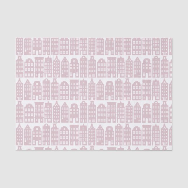 Papel De Seda Canal Row de Amsterdã Casas Vermelhas Claras Padrã (Frente )