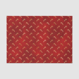 Papel De Seda Canas Doces de Natal Douradas em Vermelho