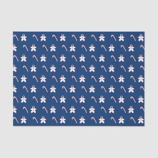 Papel De Seda Canas doces e neves em azul (Frente )