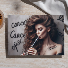 Papel De Seda Câncer Zodíaco Músico Clarinete Decoupage