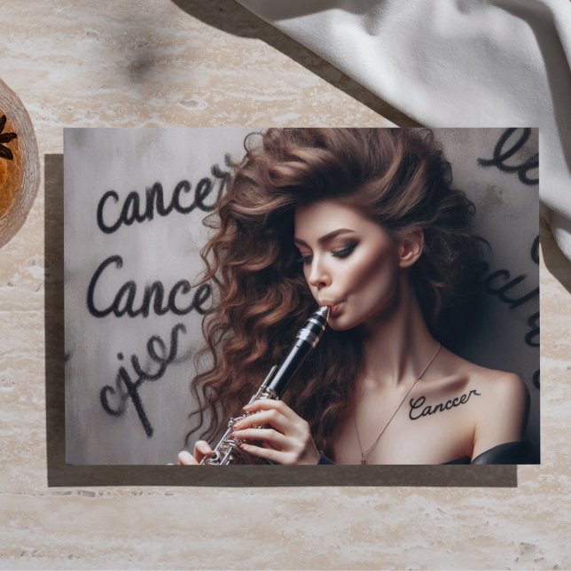 Papel De Seda Cancer Zodiano Músico Clarinet Decoupage (Criador carregado)