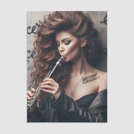 Papel De Seda Cancer Zodiano Músico Clarinet Decoupage