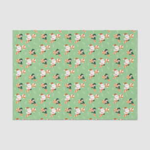 Papel De Seda Candy Cane Papai Noel Elf Padrão de Natal